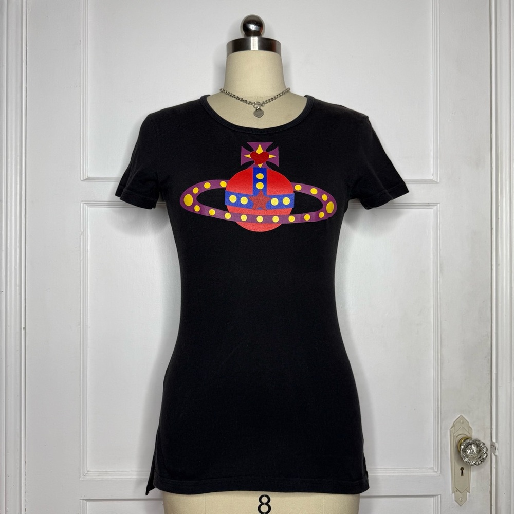 Vivienne Westwood Black Tee with Red and Yellow Orb Design